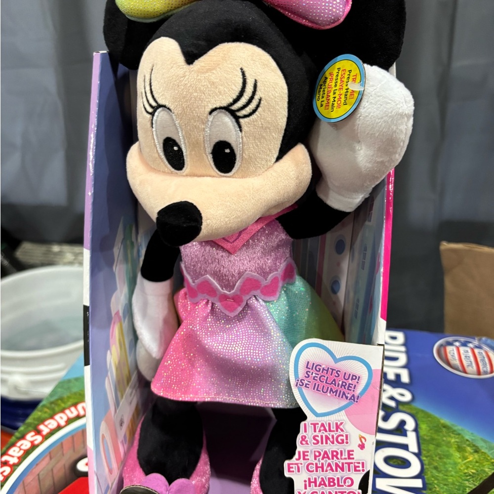 Disney Minnie Mouse Pink and Black Stuffed Animal